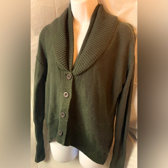 Vintage Sanctuary Sweater Collar Buttons Dark Green Sz S - Picture 3 of 11